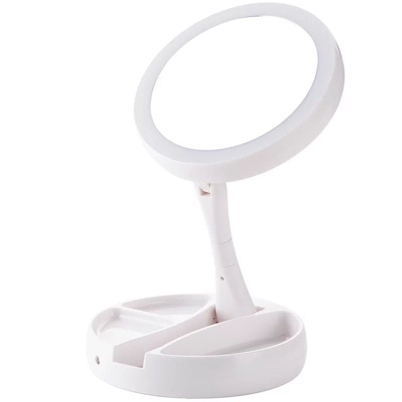 Make-up White Foldable Vanity Mirror With Light