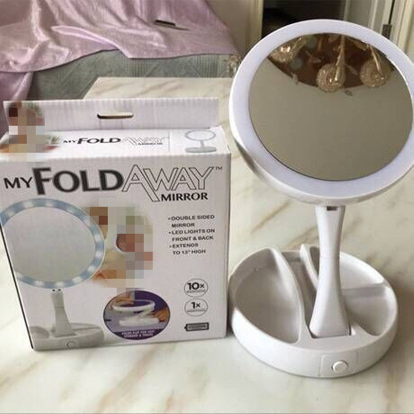 Make-up White Foldable Vanity Mirror With Light